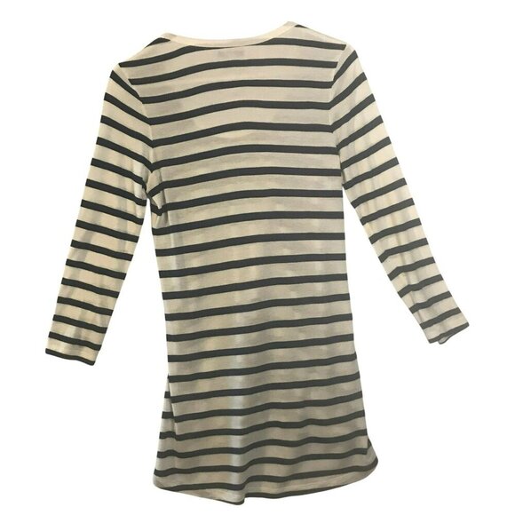 CAbi Bonjour 3/4 Sleeve Tee Scoop Neck Striped Flowy Navy White Women's Medium - Picture 5 of 12